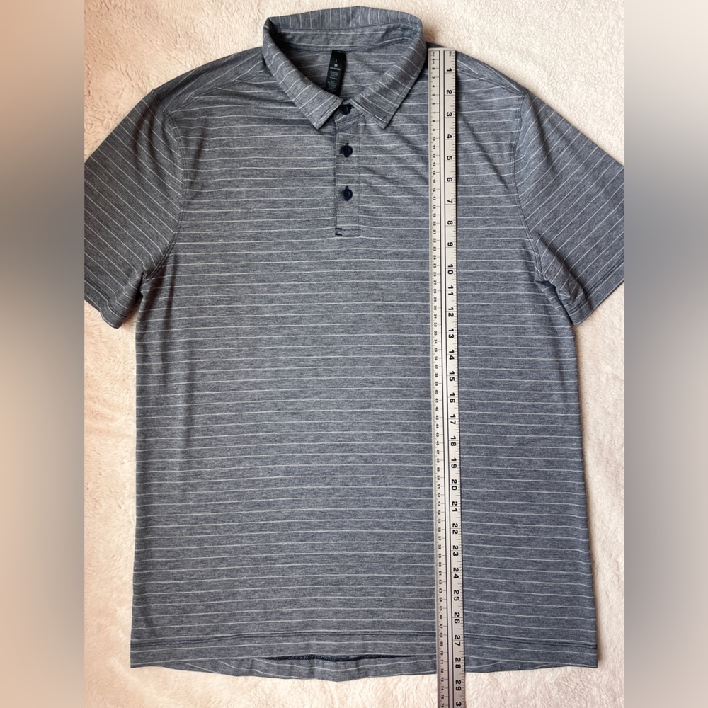 Lululemon Gray Striped Polo Shirt Men Size Large - Picture 6 of 8